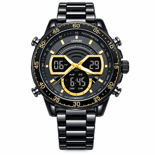 Leopard Black Fusion Digital Chronograph