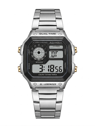 Adimax Retro Blue Dual Time Digital Watch